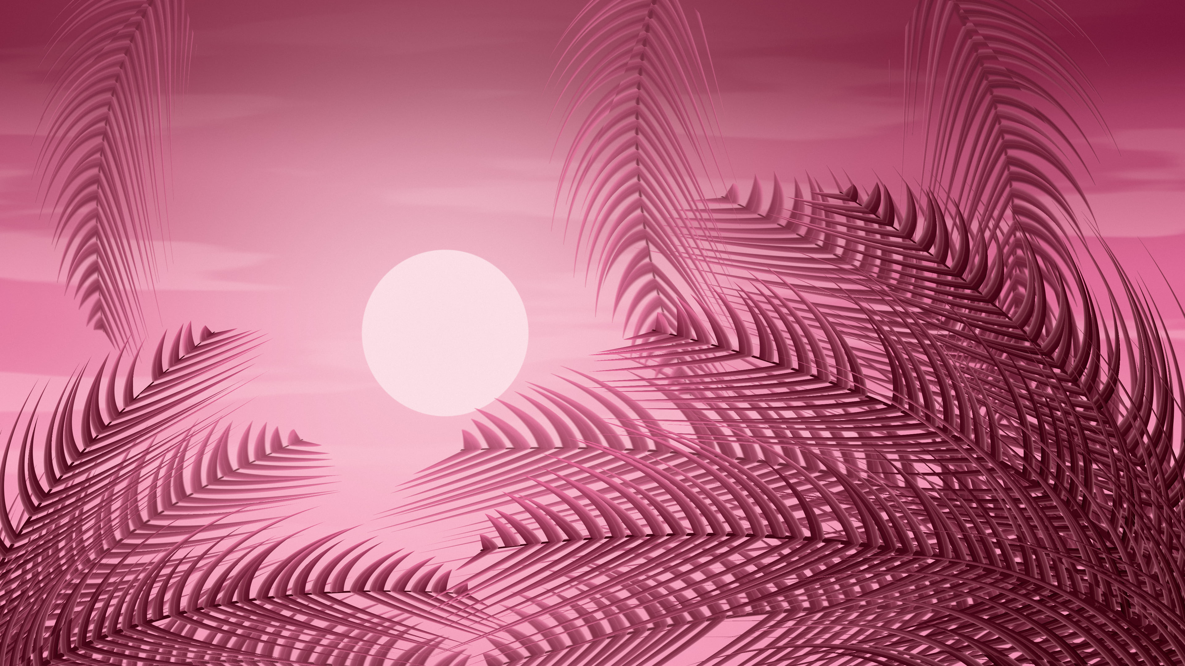 Pink Palm Leaves desktop wallpaper in 4K