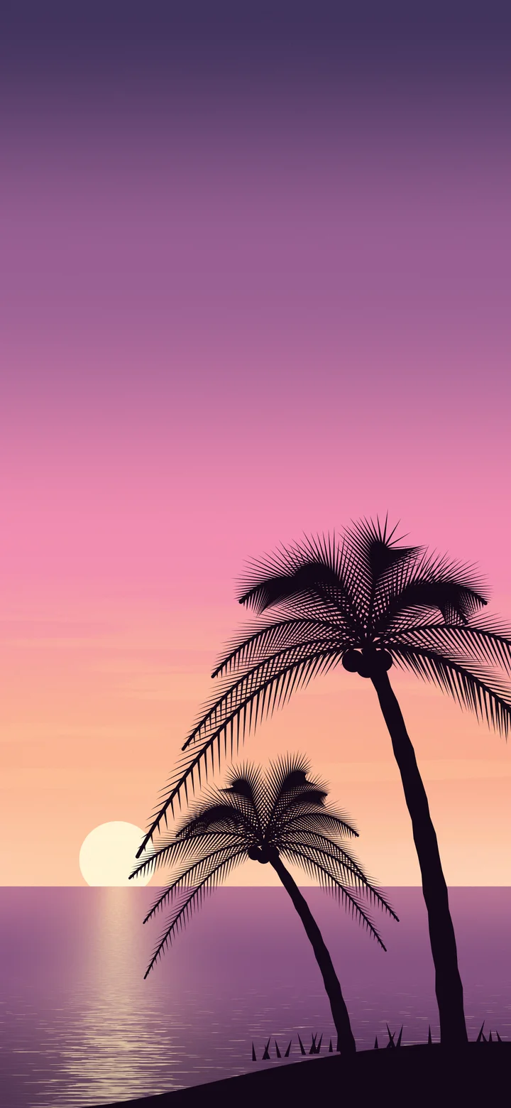 Pink Palm Tree Sunset wallpaper for iPhone and Android