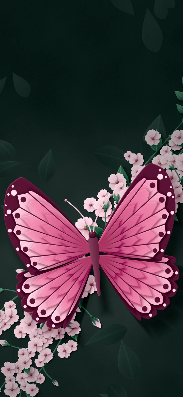 Pink Paper Butterfly wallpaper for iPhone and Android