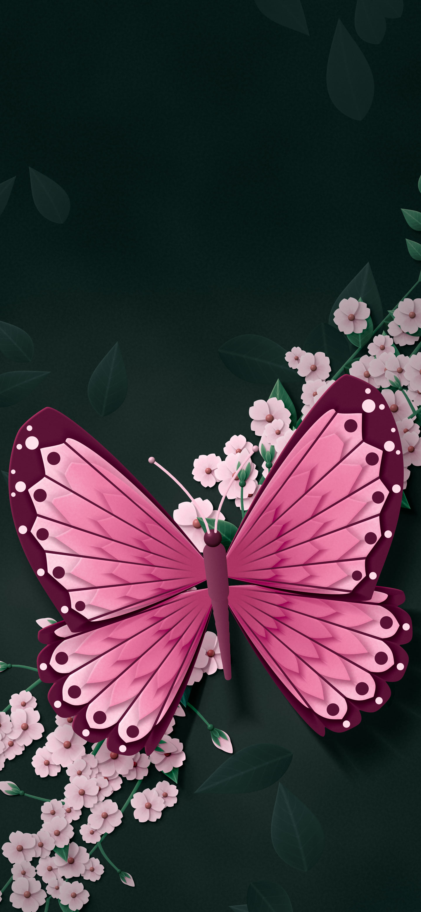 Pink Paper Butterfly wallpaper for iPhone and Android