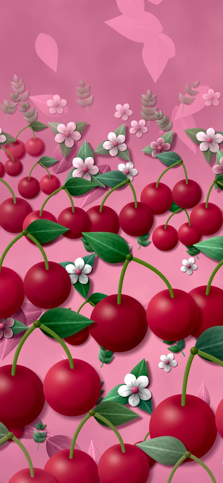Pink Paper Cherry Pattern wallpaper for iPhone and Android
