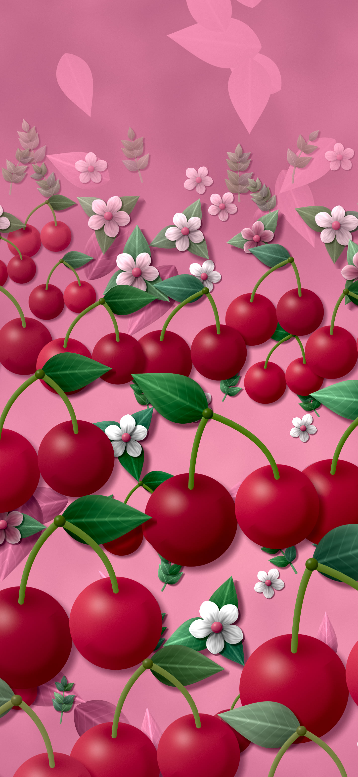 Pink Paper Cherry Pattern wallpaper for iPhone and Android