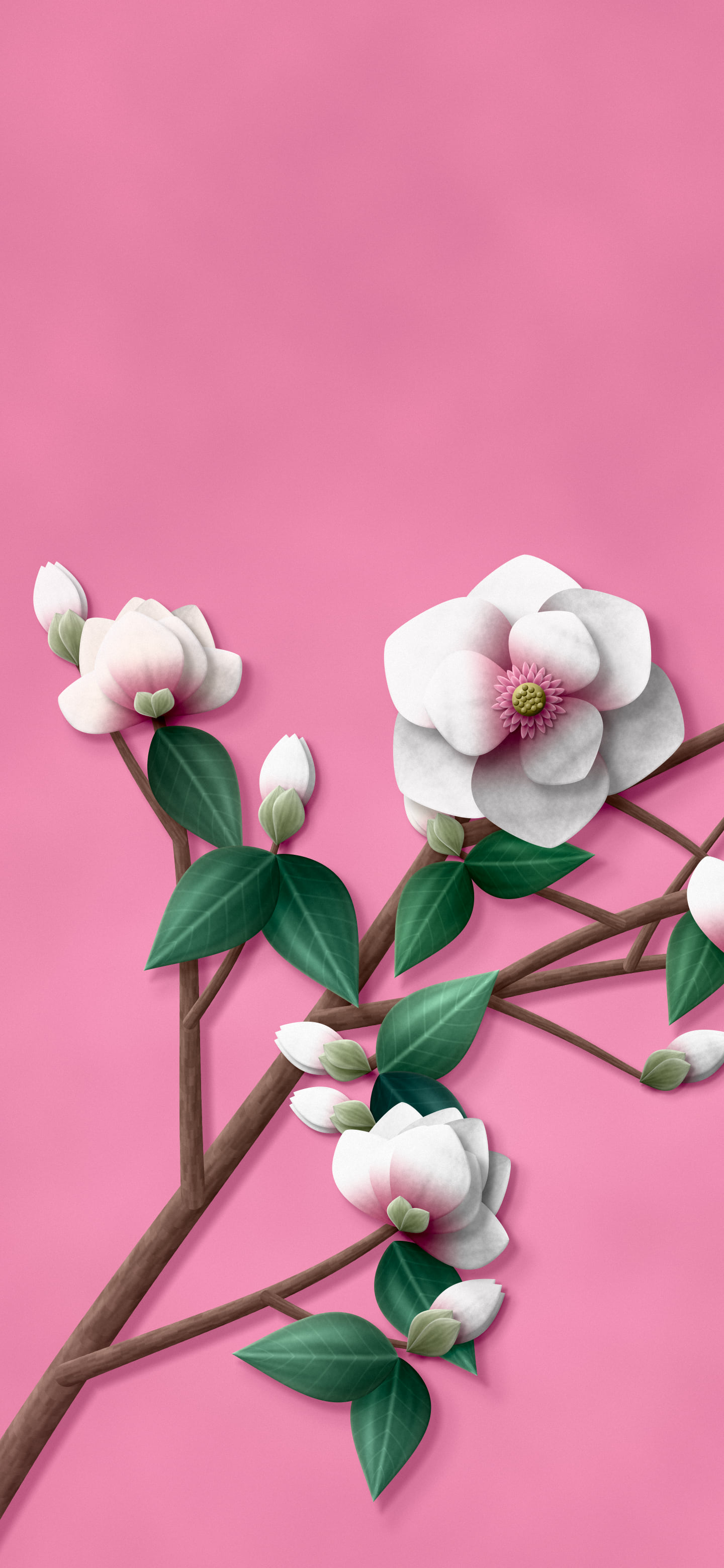 Pink Paper Magnolia Branch wallpaper for iPhone and Android