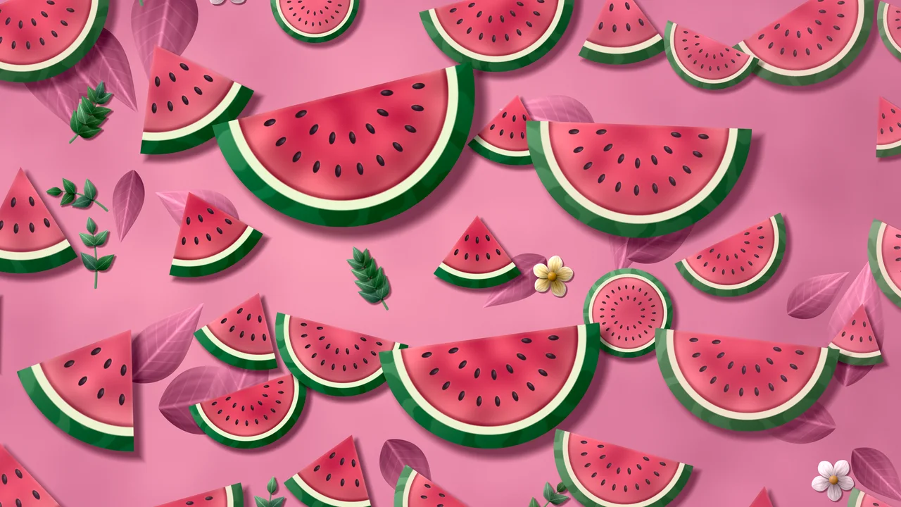 Pink Paper Watermelon Pattern desktop wallpaper in 4K