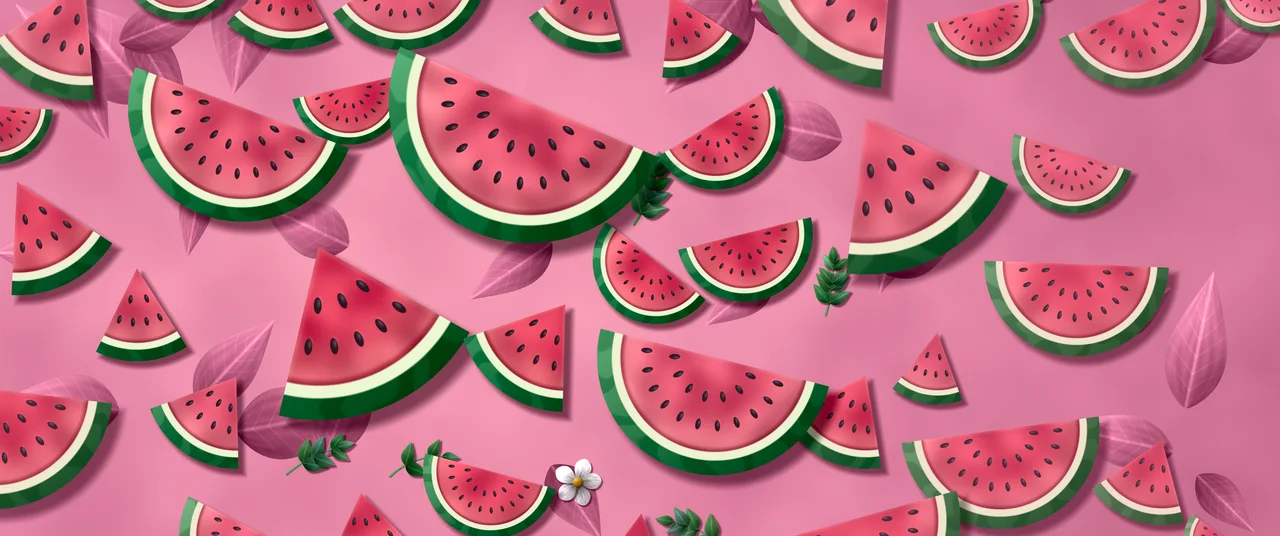 Pink Paper Watermelon Pattern ultrawide wallpaper, 3440 × 1440