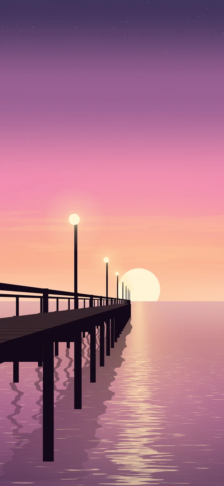 Pink Pier Sunset wallpaper for iPhone and Android