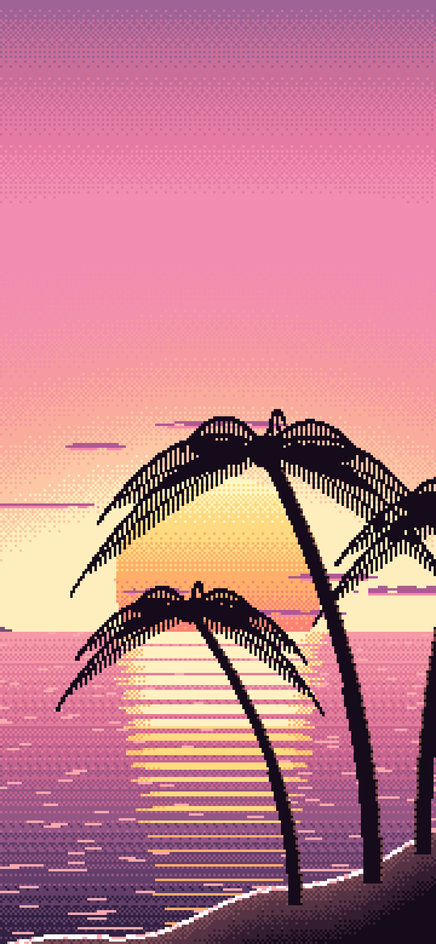 Pink Pixel Art Beach Sunset wallpaper for iPhone and Android