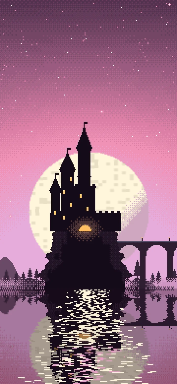 Pink Pixel Art Castle wallpaper for iPhone and Android