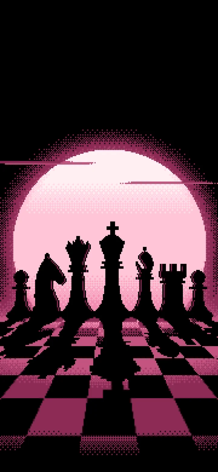 Pink Pixel Art Chess Pieces wallpaper for iPhone and Android