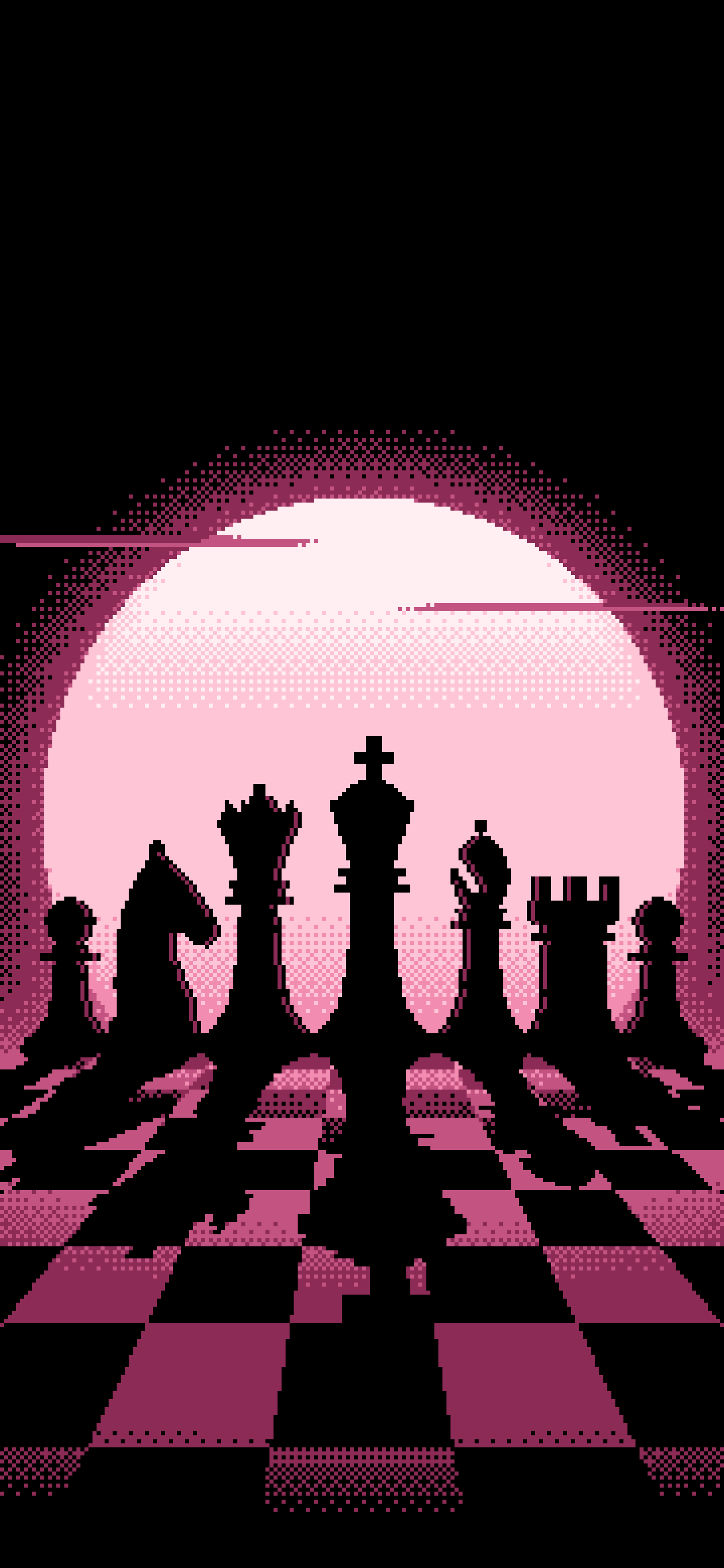 Pink Pixel Art Chess Pieces wallpaper for iPhone and Android