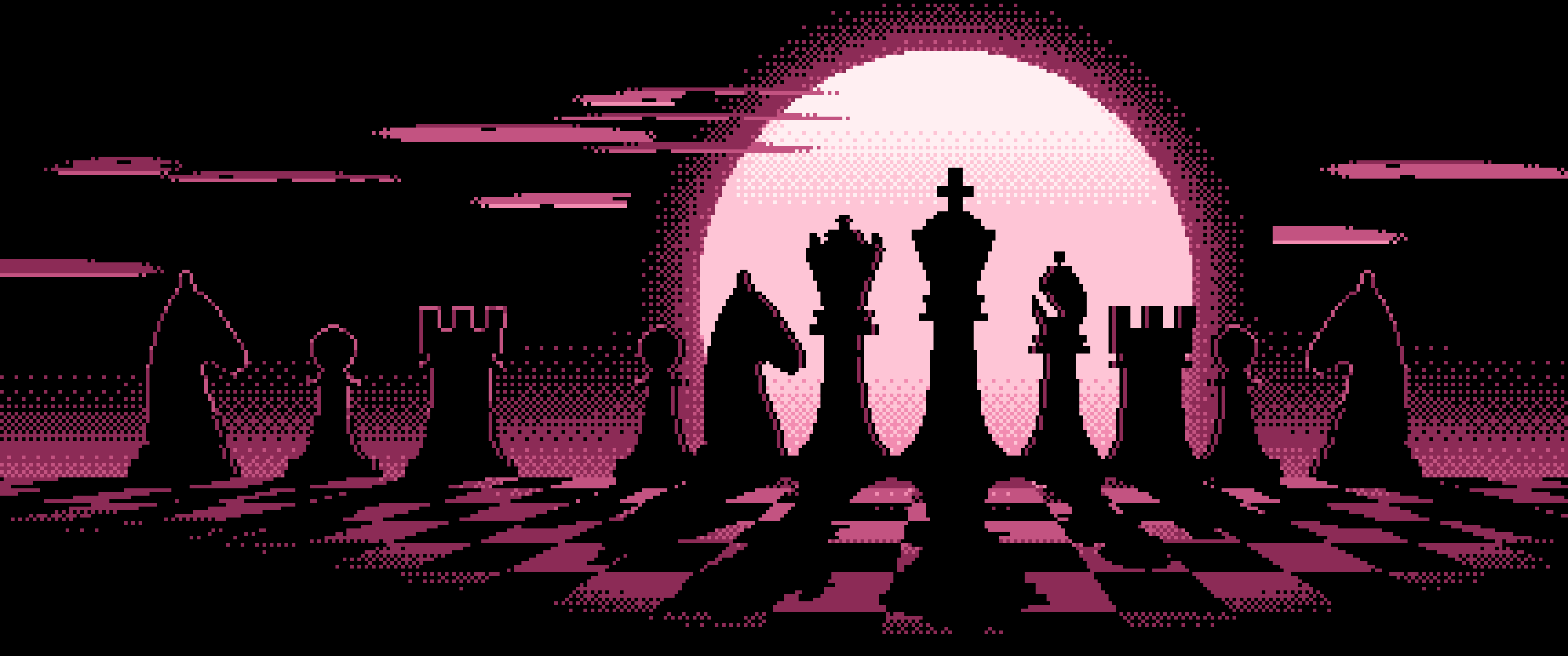 Pink Pixel Art Chess Pieces ultrawide wallpaper, 3440 × 1440