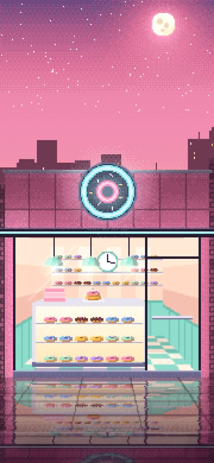 Pink Pixel Art Donut Shop wallpaper for iPhone and Android