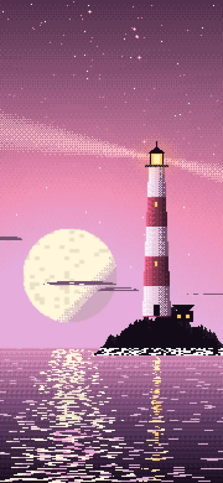 Pink Pixel Art Lighthouse wallpaper for iPhone and Android