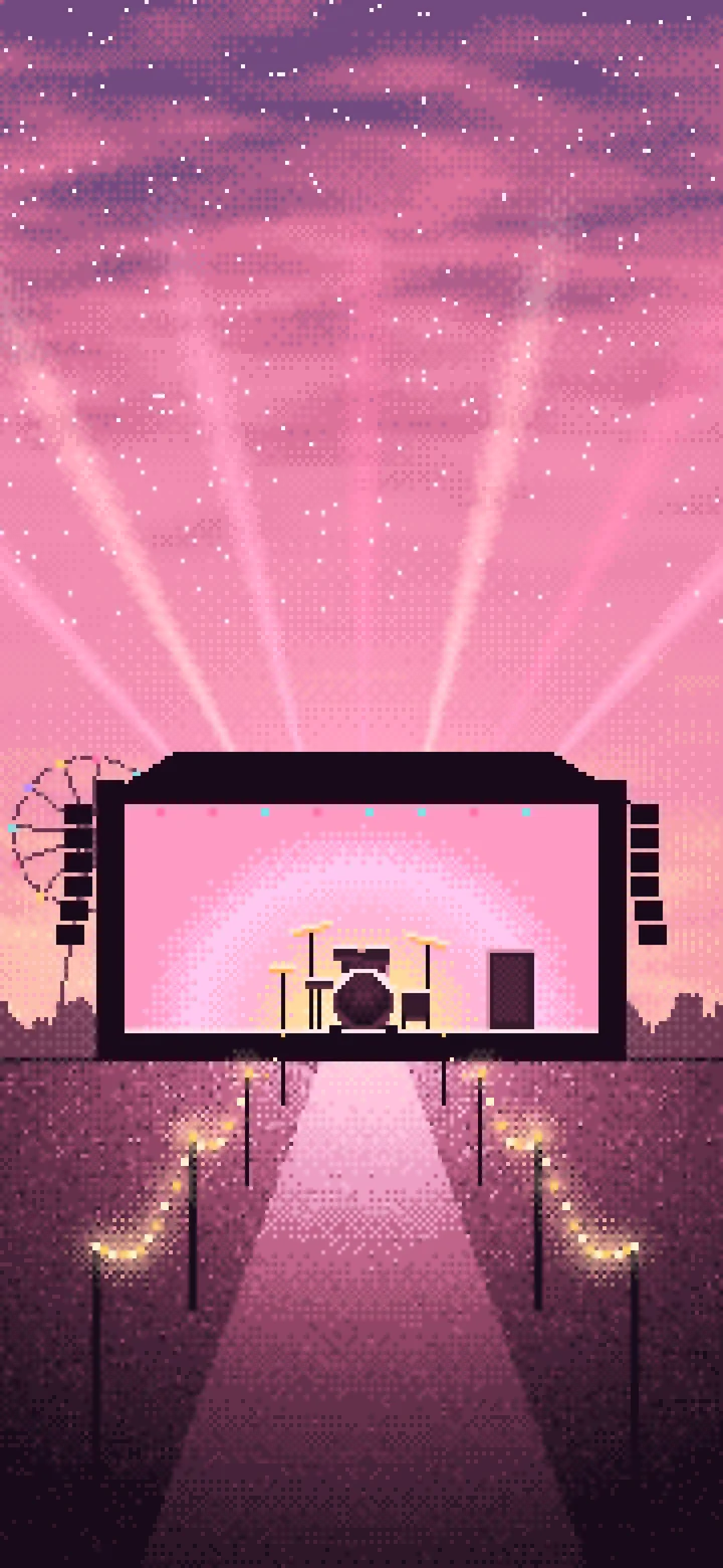 Pink Pixel Art Music Festival wallpaper for iPhone and Android