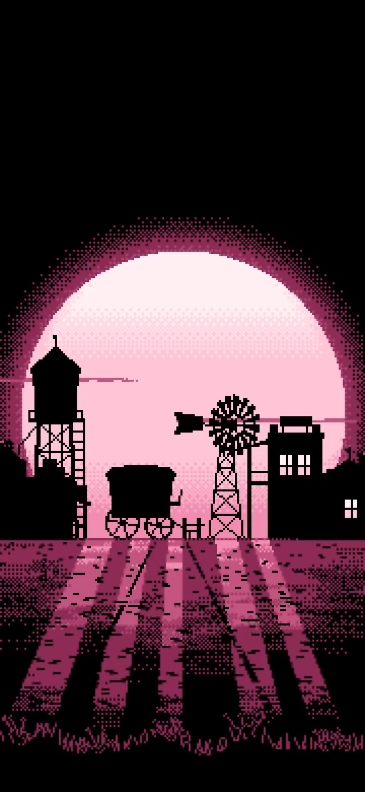 Pink Pixel Art Old West Town wallpaper for iPhone and Android