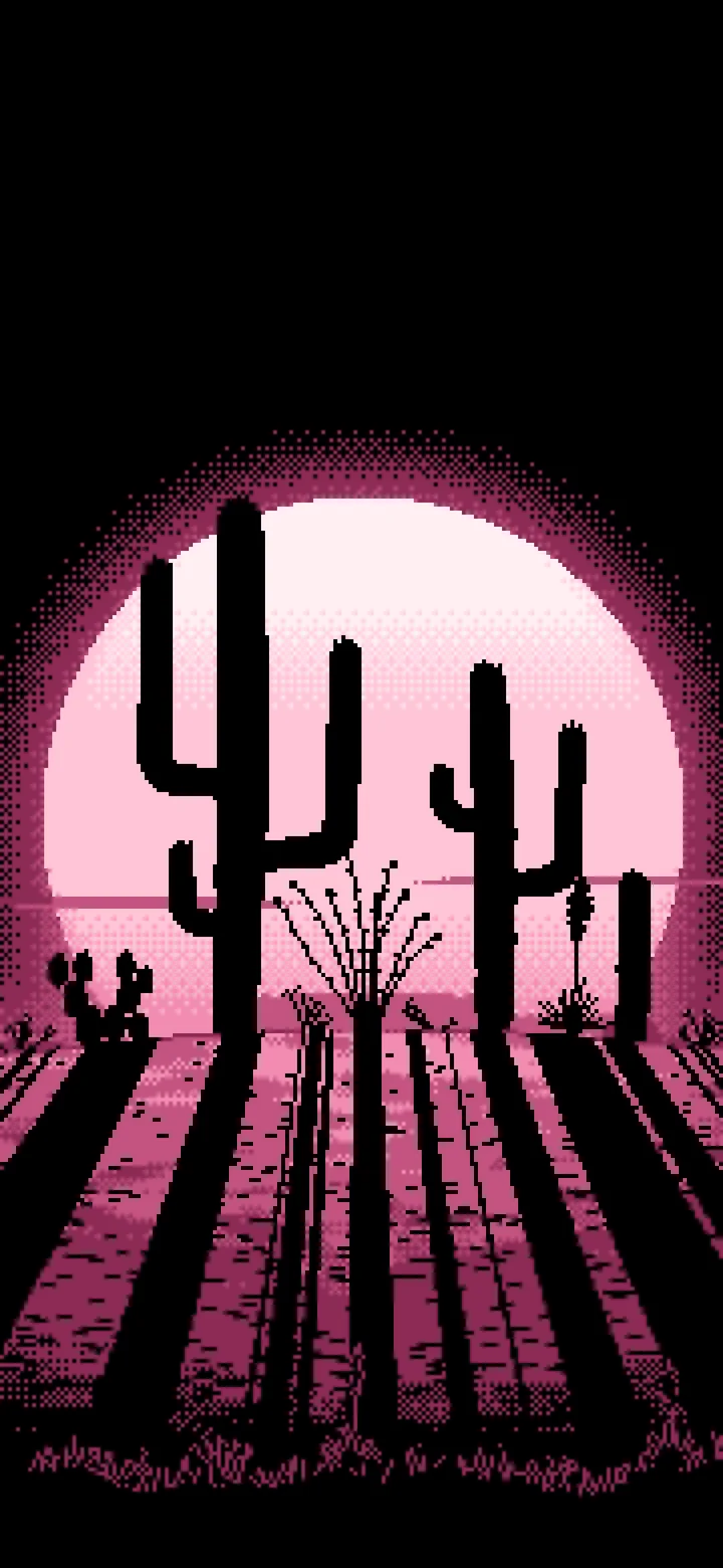 Pink Pixel Art Saguaro Cactus Desert wallpaper for iPhone and Android