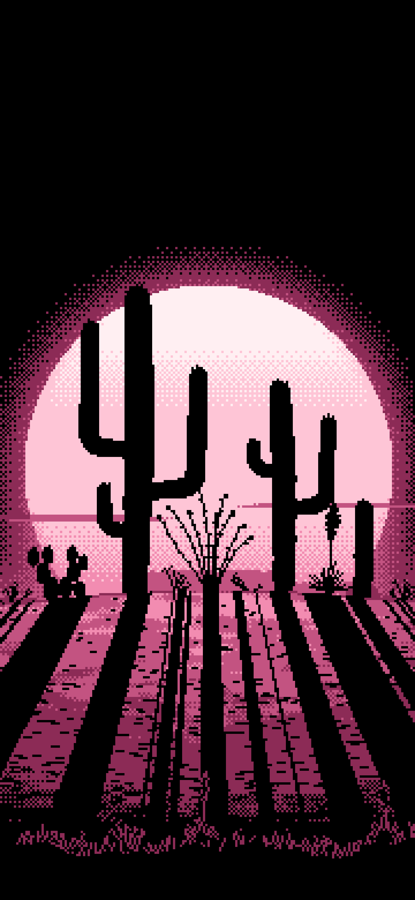 Pink Pixel Art Saguaro Cactus Desert wallpaper for iPhone and Android
