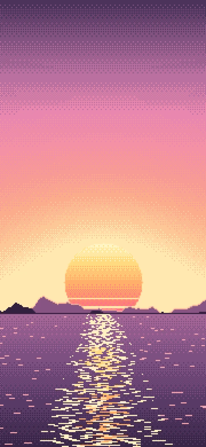 Pink Pixel Art Sunset wallpaper for iPhone and Android