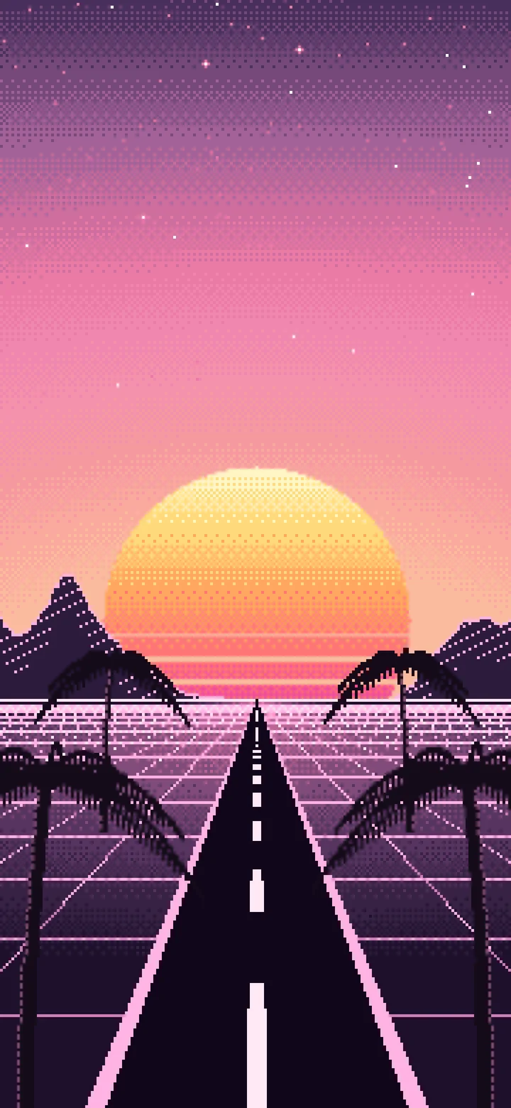 Pink Pixel Art Synthwave wallpaper for iPhone and Android