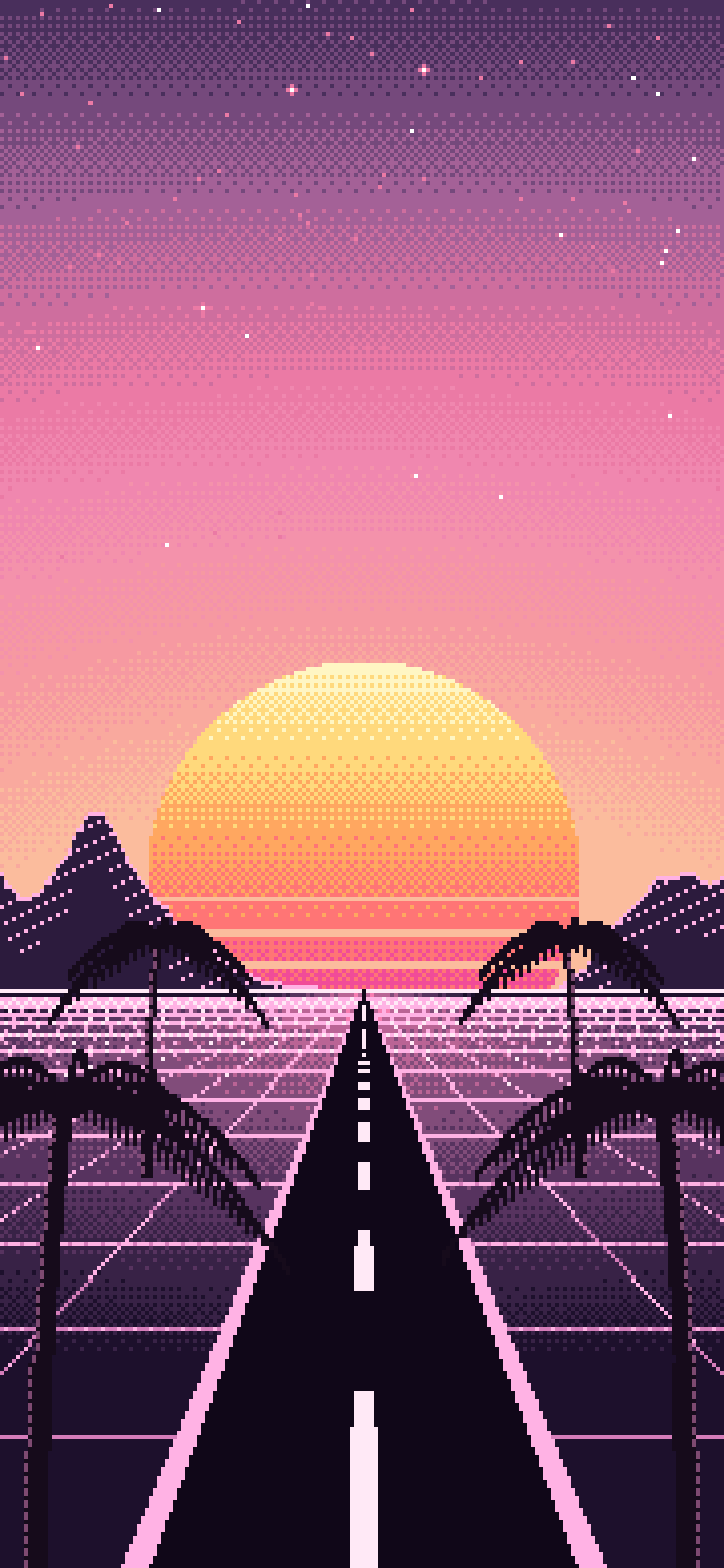 Pink Pixel Art Synthwave wallpaper for iPhone and Android