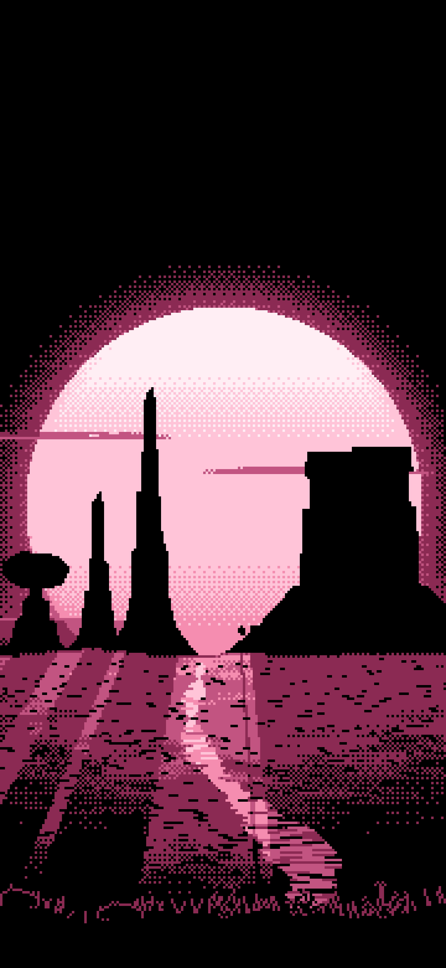 Pink Pixel Art Western Desert Buttes wallpaper for iPhone and Android