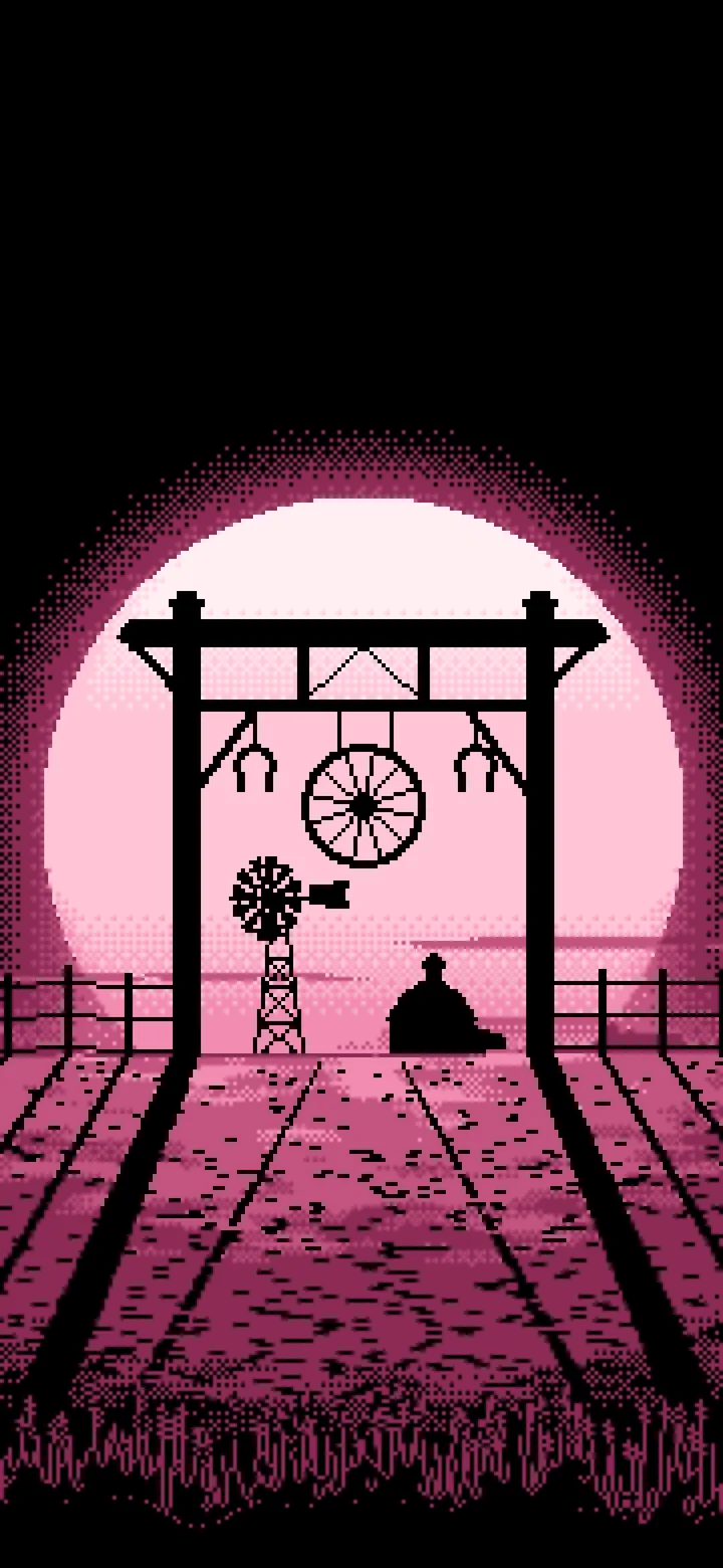 Pink Pixel Art Western Ranch Gate wallpaper for iPhone and Android
