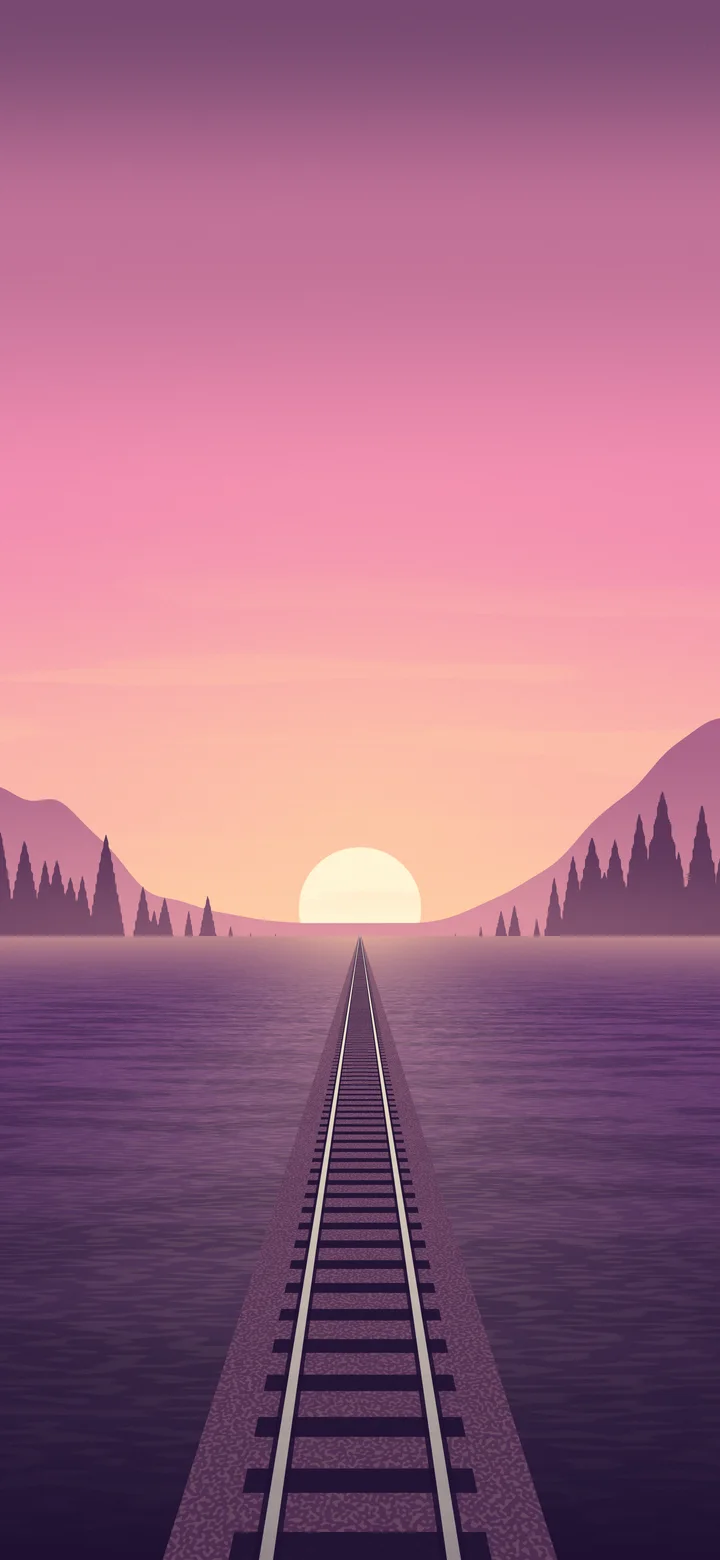 Pink Railway Tracks at Sunset wallpaper for iPhone and Android