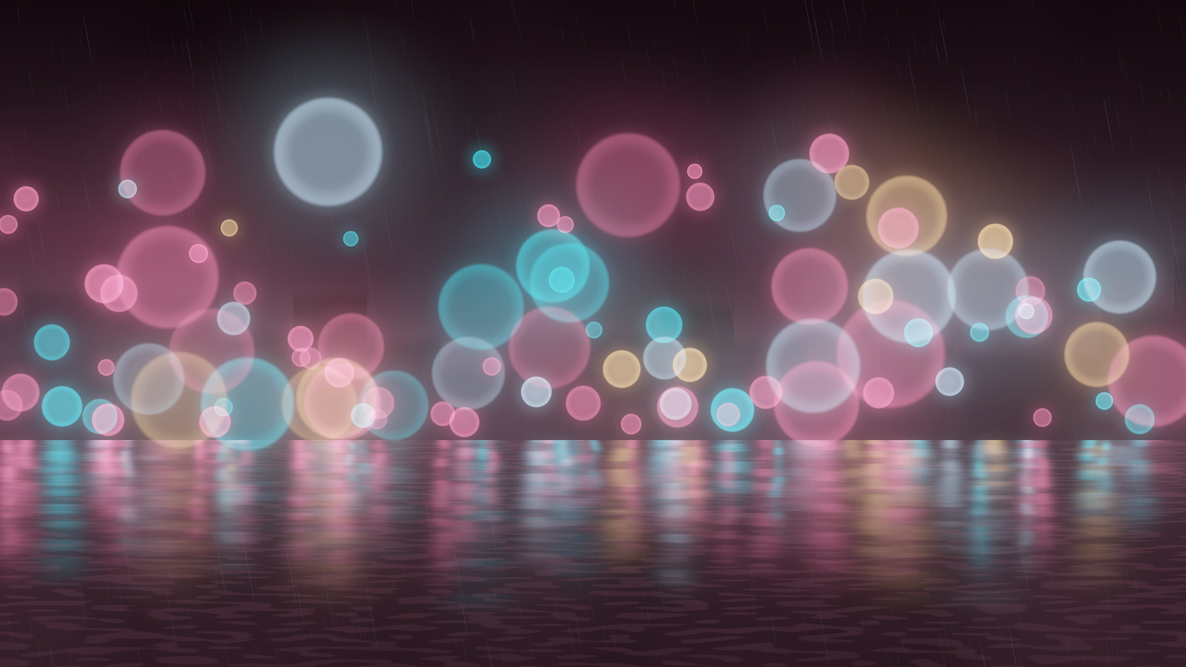 Pink Rainy Neon City desktop wallpaper in 4K