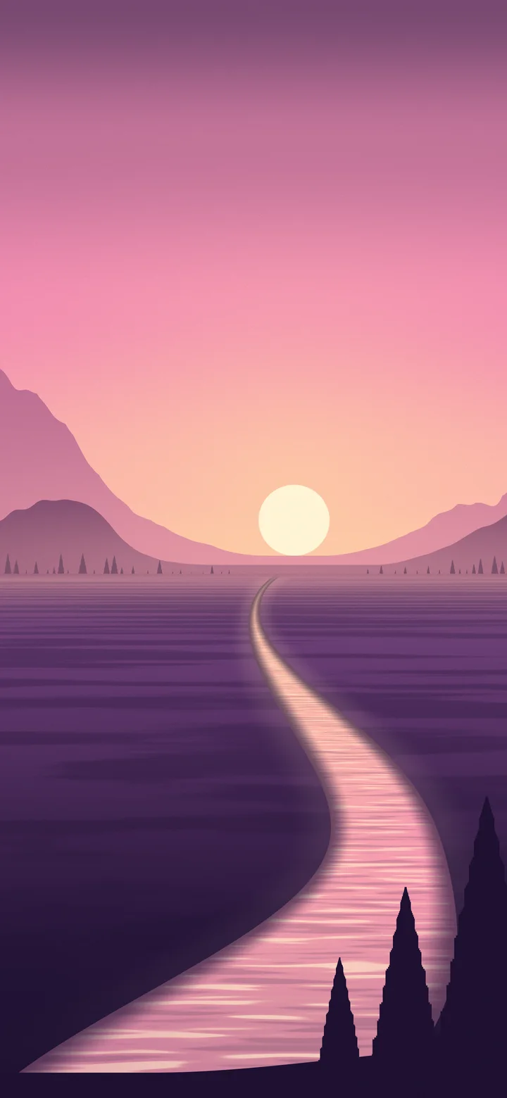 Pink River Valley at Sunset wallpaper for iPhone and Android