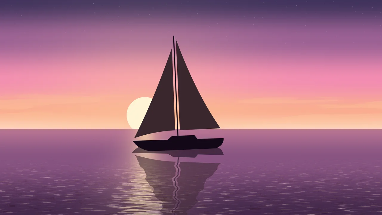 Pink Sailboat Sunset desktop wallpaper in 4K