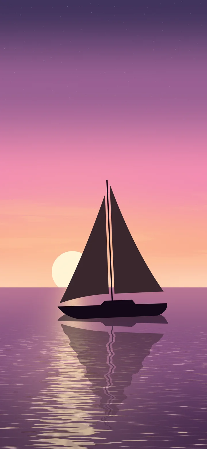 Pink Sailboat Sunset wallpaper for iPhone and Android