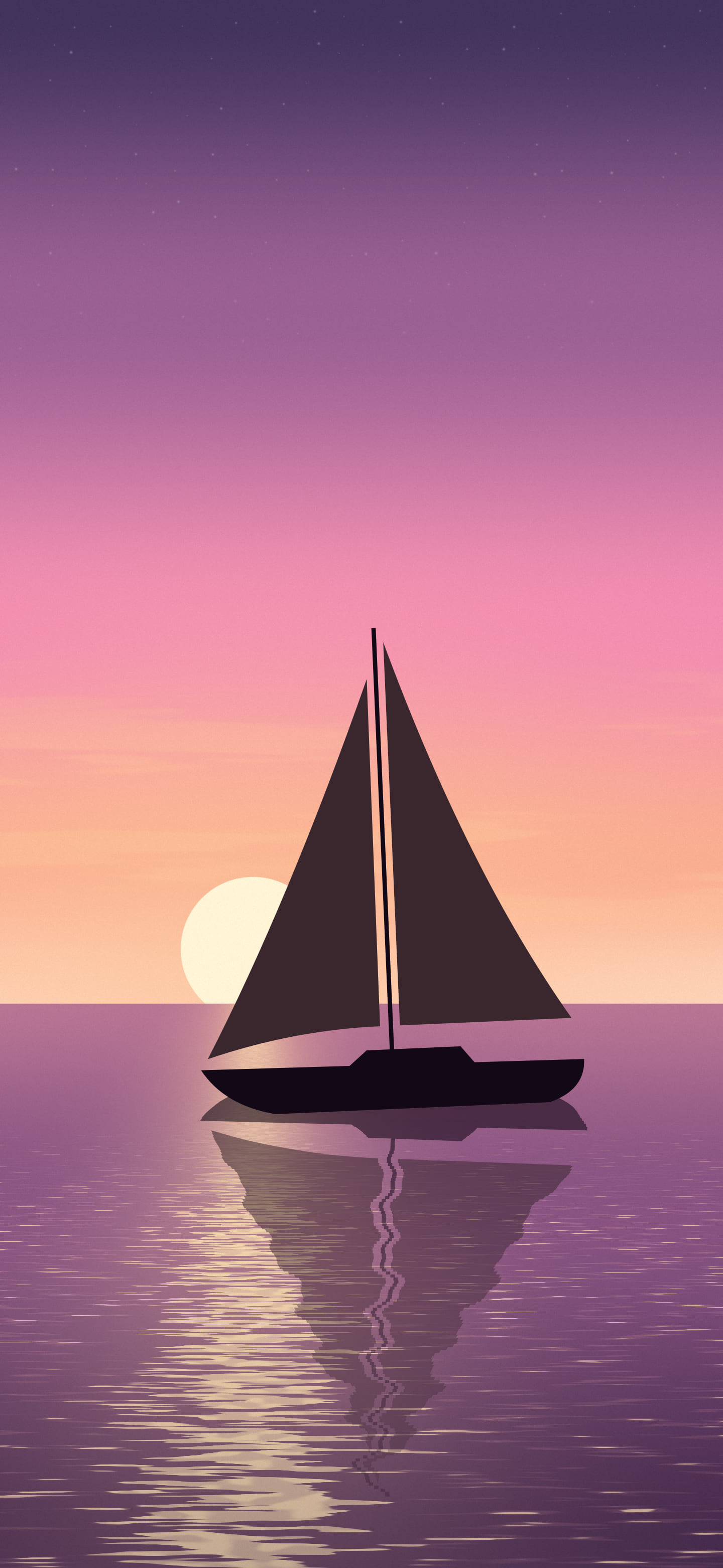 Pink Sailboat Sunset wallpaper for iPhone and Android
