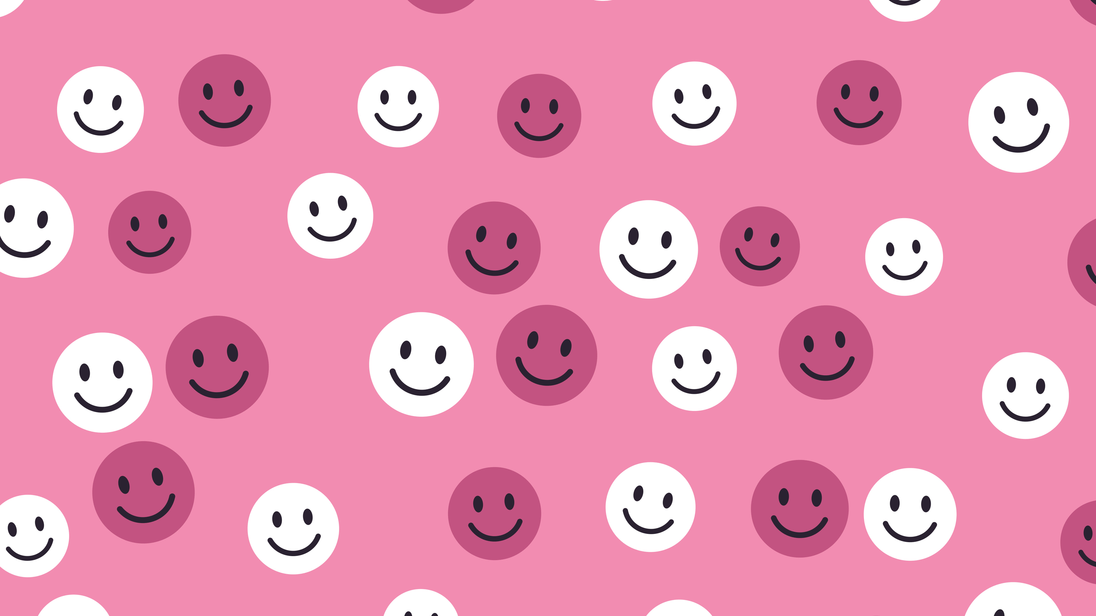 Pink Smiley Face Pattern desktop wallpaper in 4K