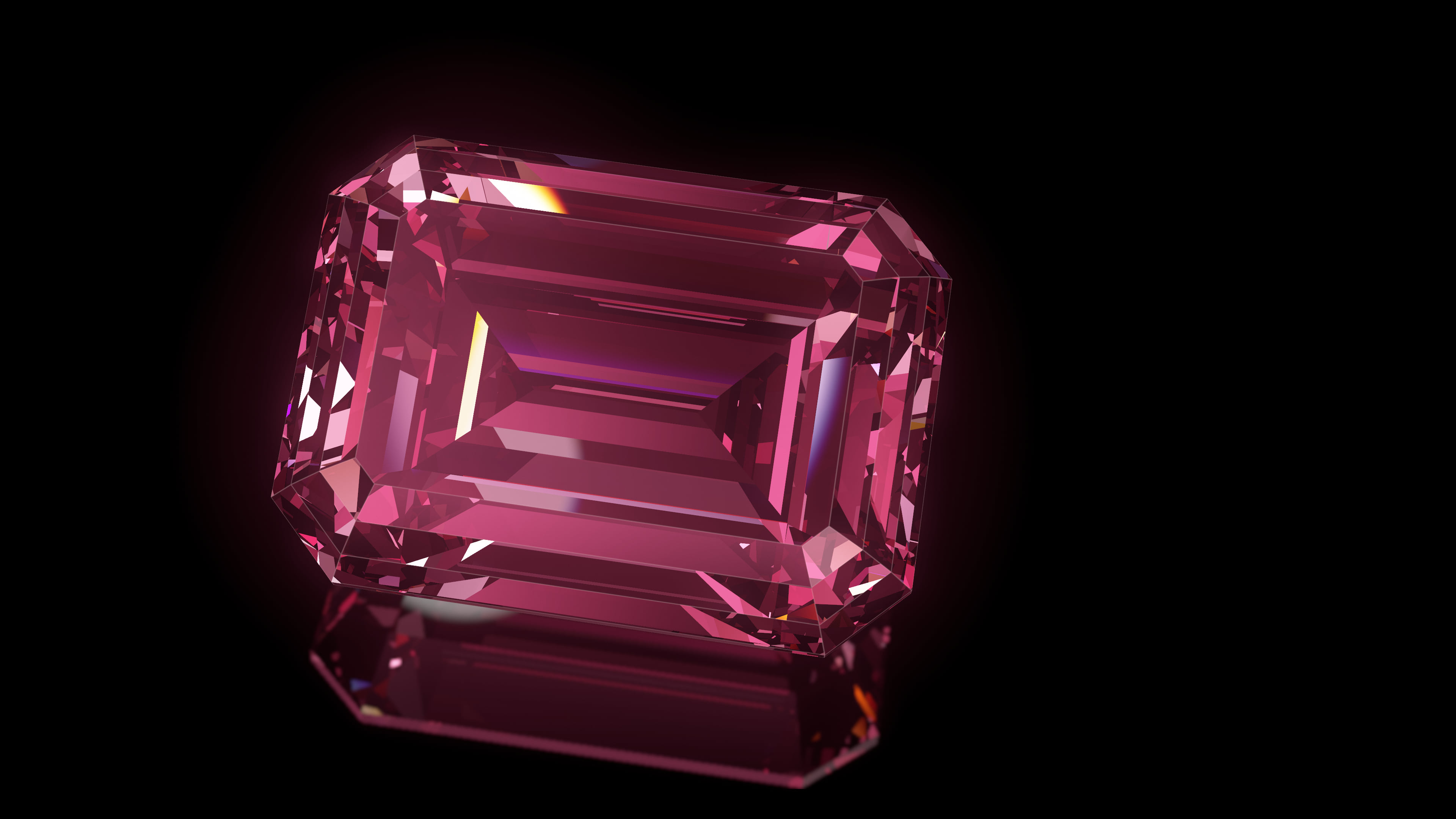 Pink Step Cut Diamond desktop wallpaper in 4K