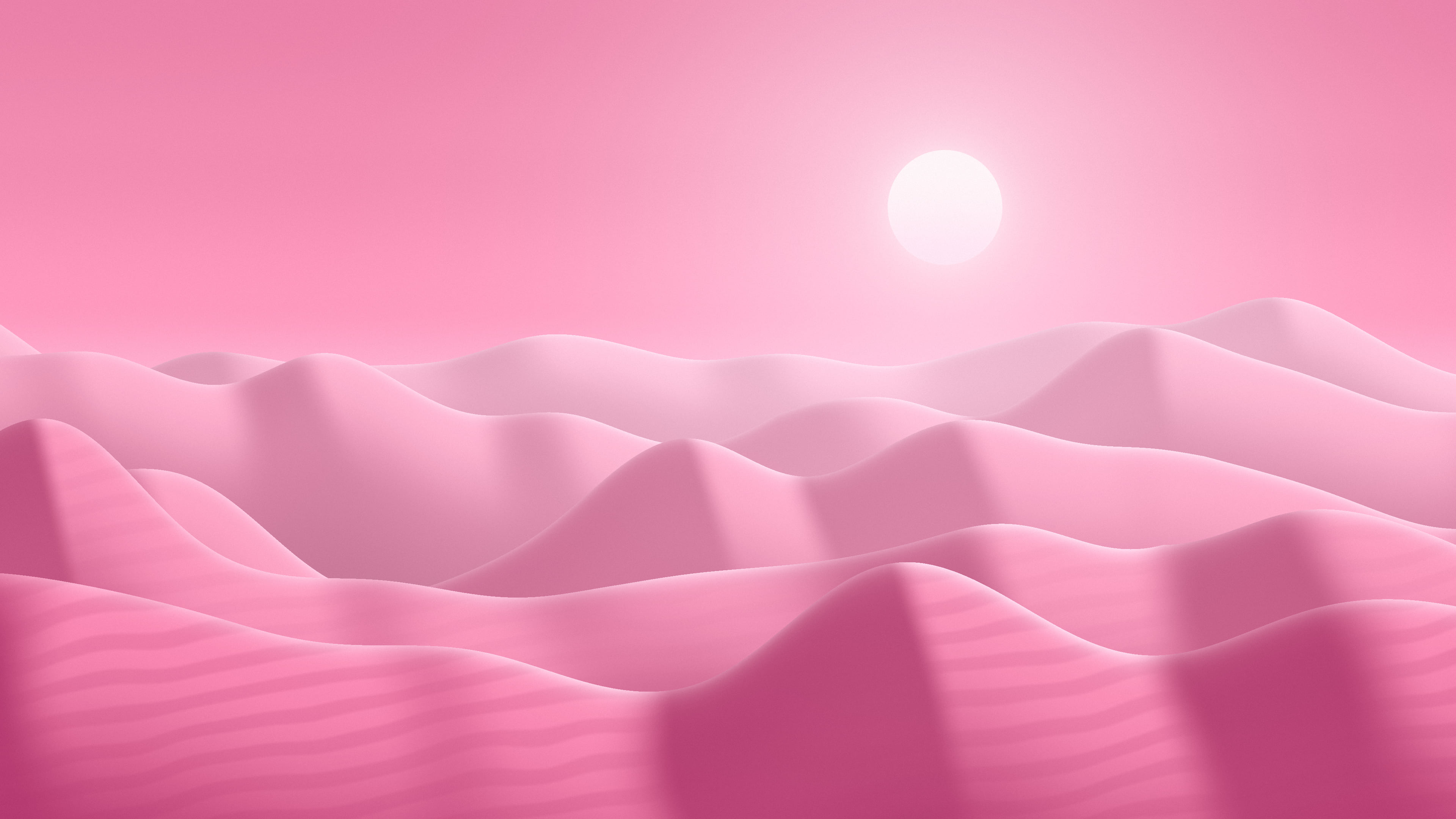 Pink Sunlit Sand Dunes desktop wallpaper in 4K