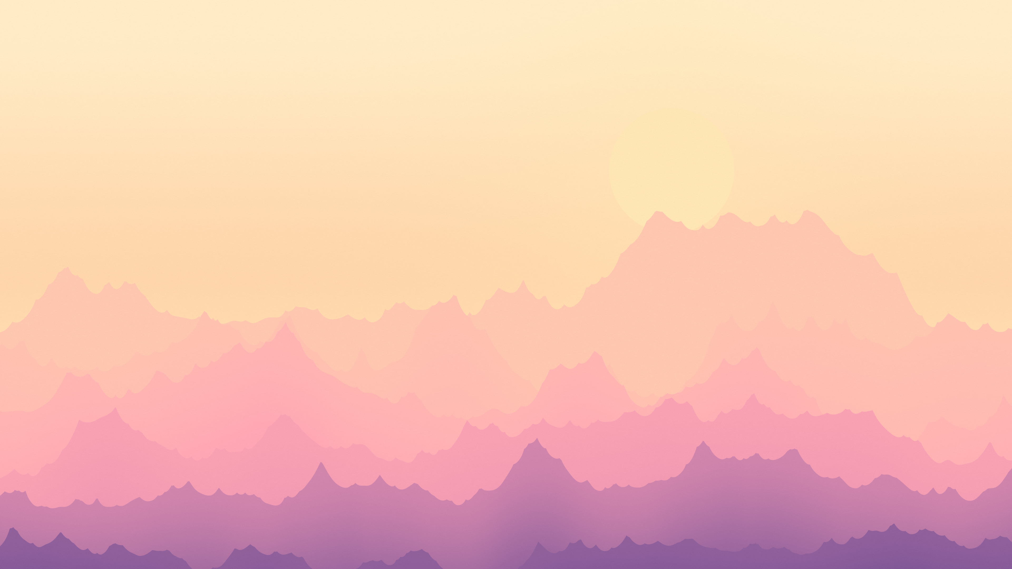 Pink Sunset Minimalist Mountain Landscape desktop wallpaper in 4K