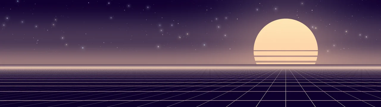 Pink Synthwave Grid Sunset dual monitor wallpaper, 7680 × 2160