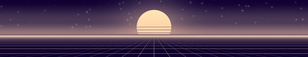 Pink Synthwave Grid Sunset triple monitor wallpaper, 7680 × 1440