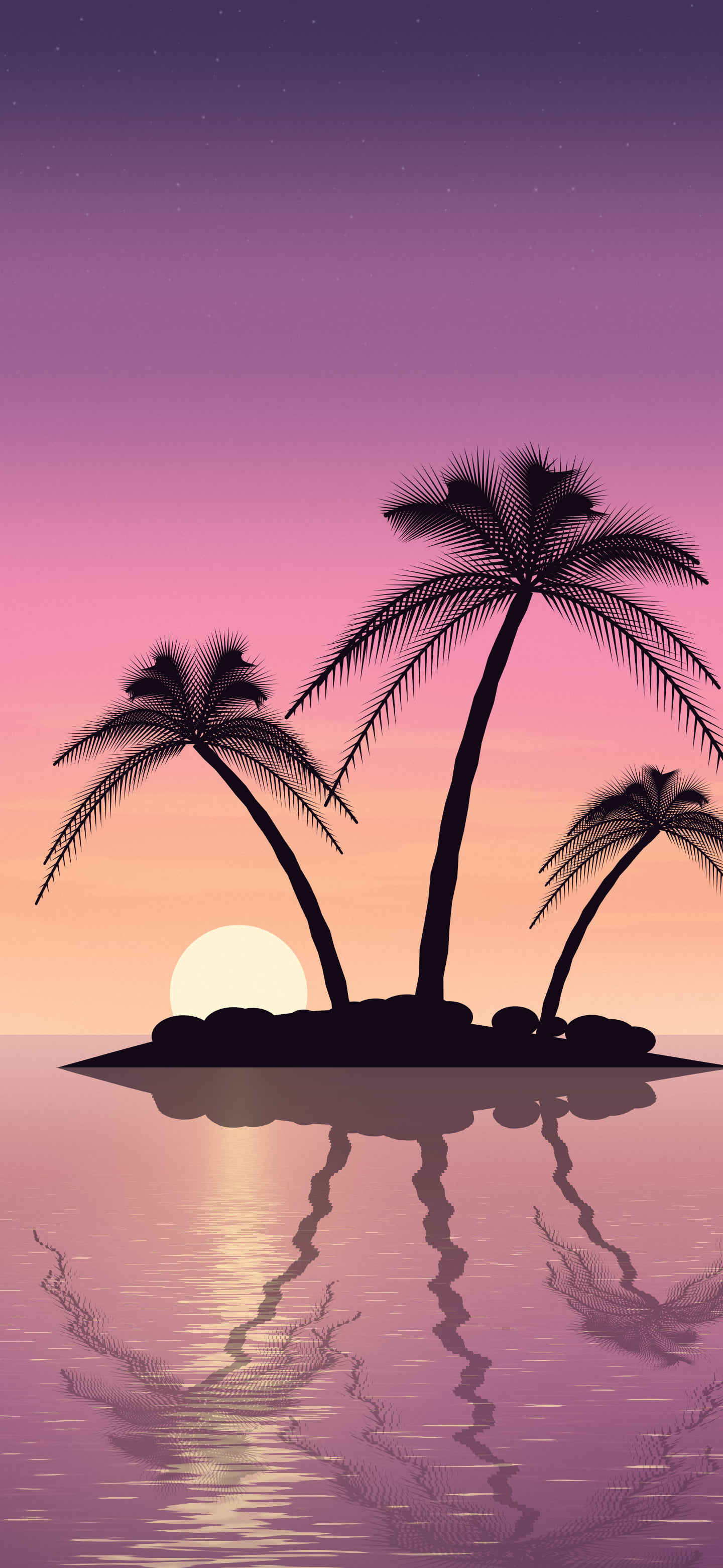 Pink Tropical Island Sunset wallpaper for iPhone and Android
