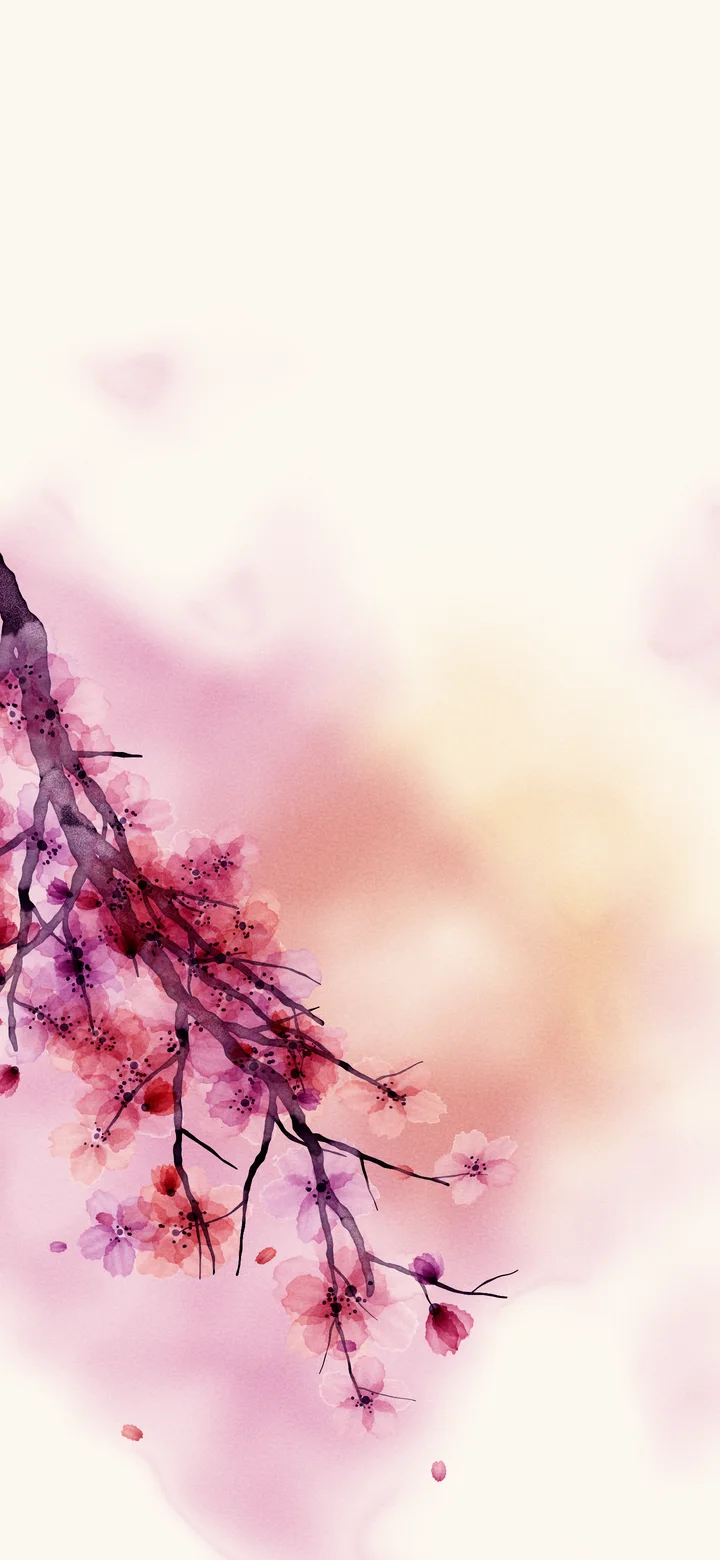 Pink Watercolor Cherry Blossom Branch wallpaper for iPhone and Android