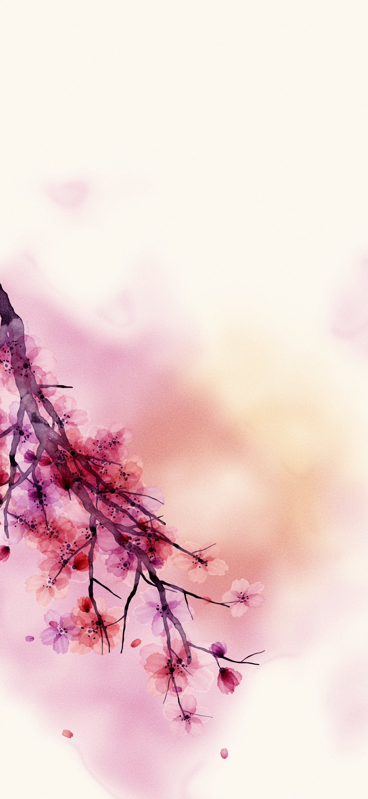 Pink Watercolor Cherry Blossom Branch wallpaper for iPhone and Android