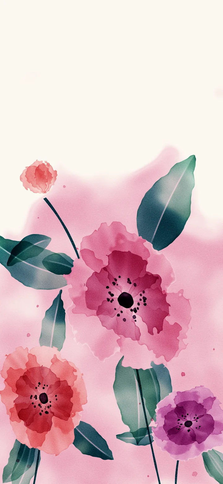 Pink Watercolor Flowers wallpaper for iPhone and Android