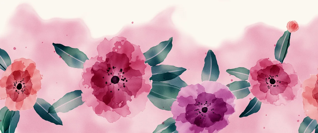 Pink Watercolor Flowers ultrawide wallpaper, 3440 × 1440