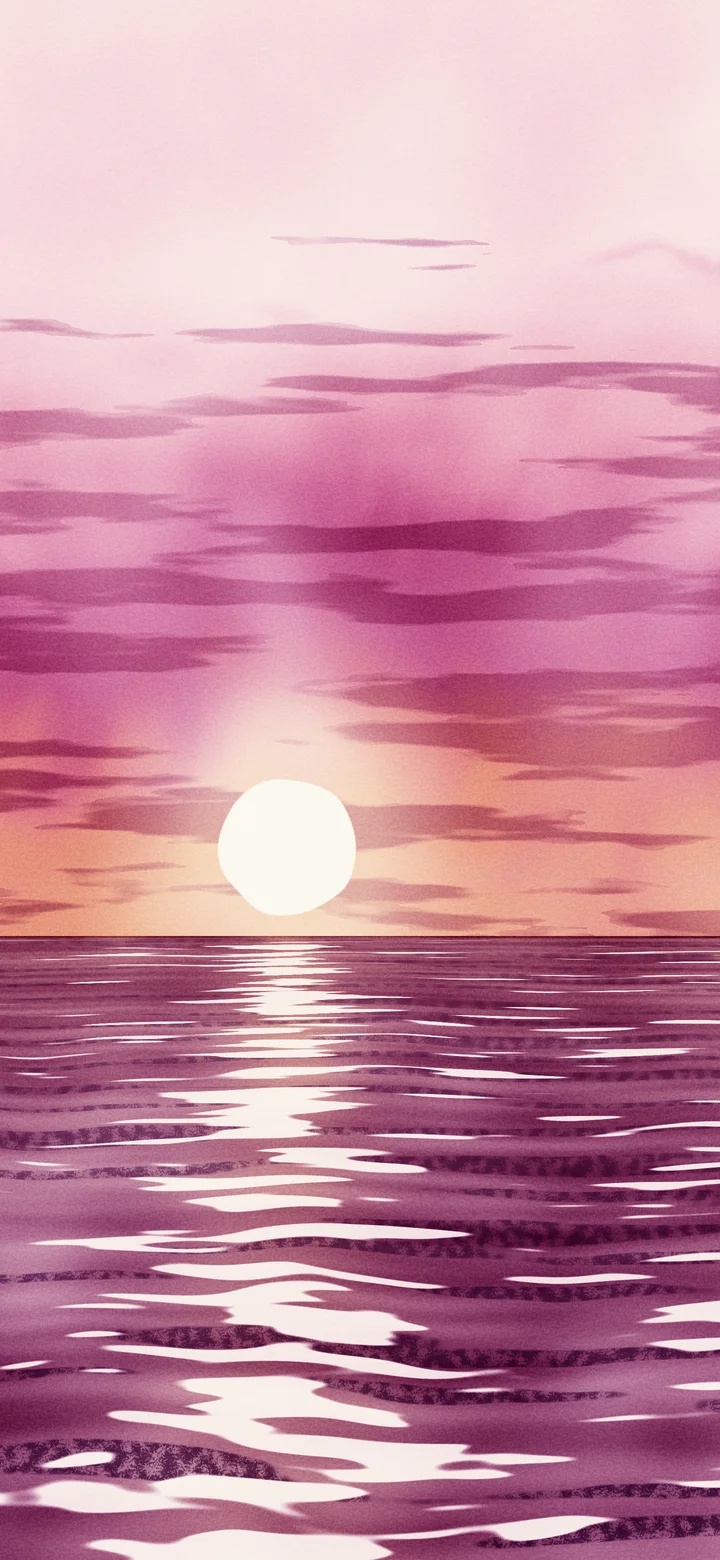 Pink Watercolor Ocean Sunset wallpaper for iPhone and Android