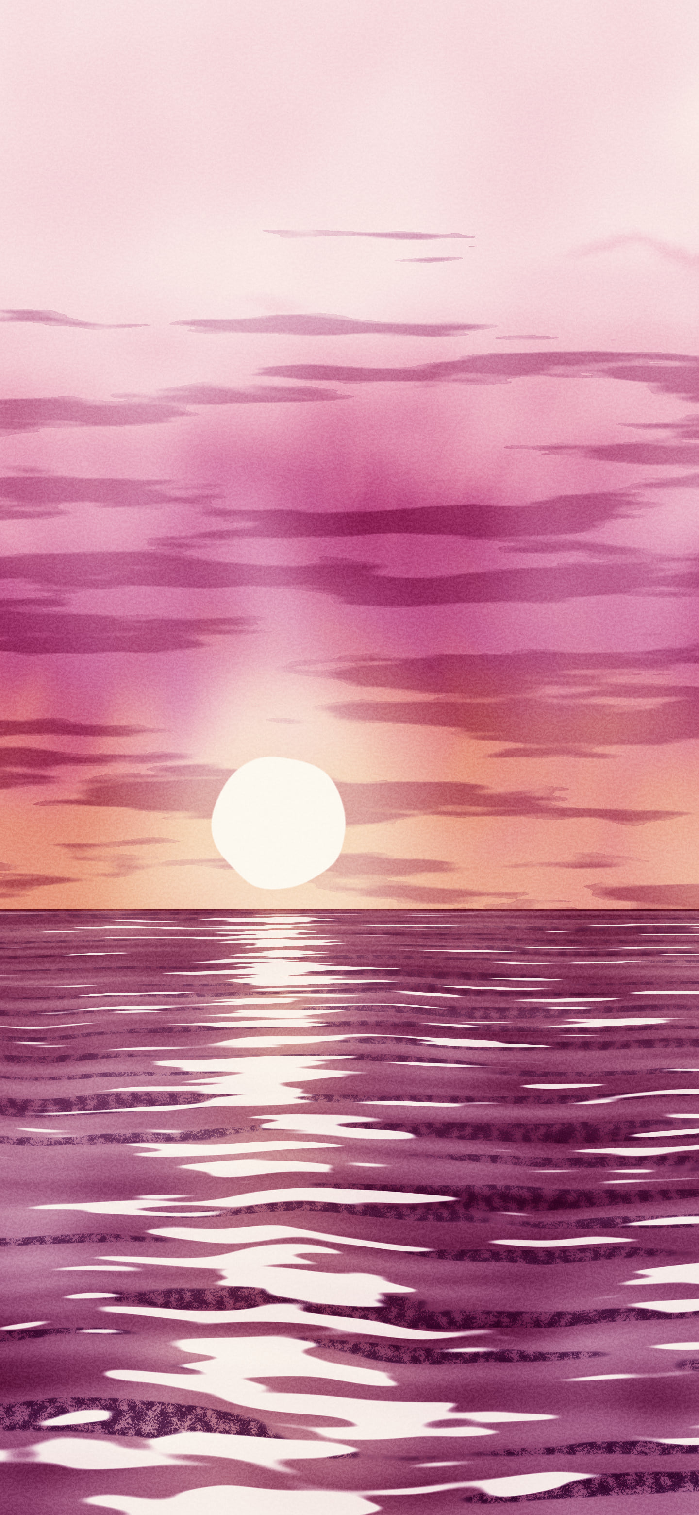 Pink Watercolor Ocean Sunset wallpaper for iPhone and Android