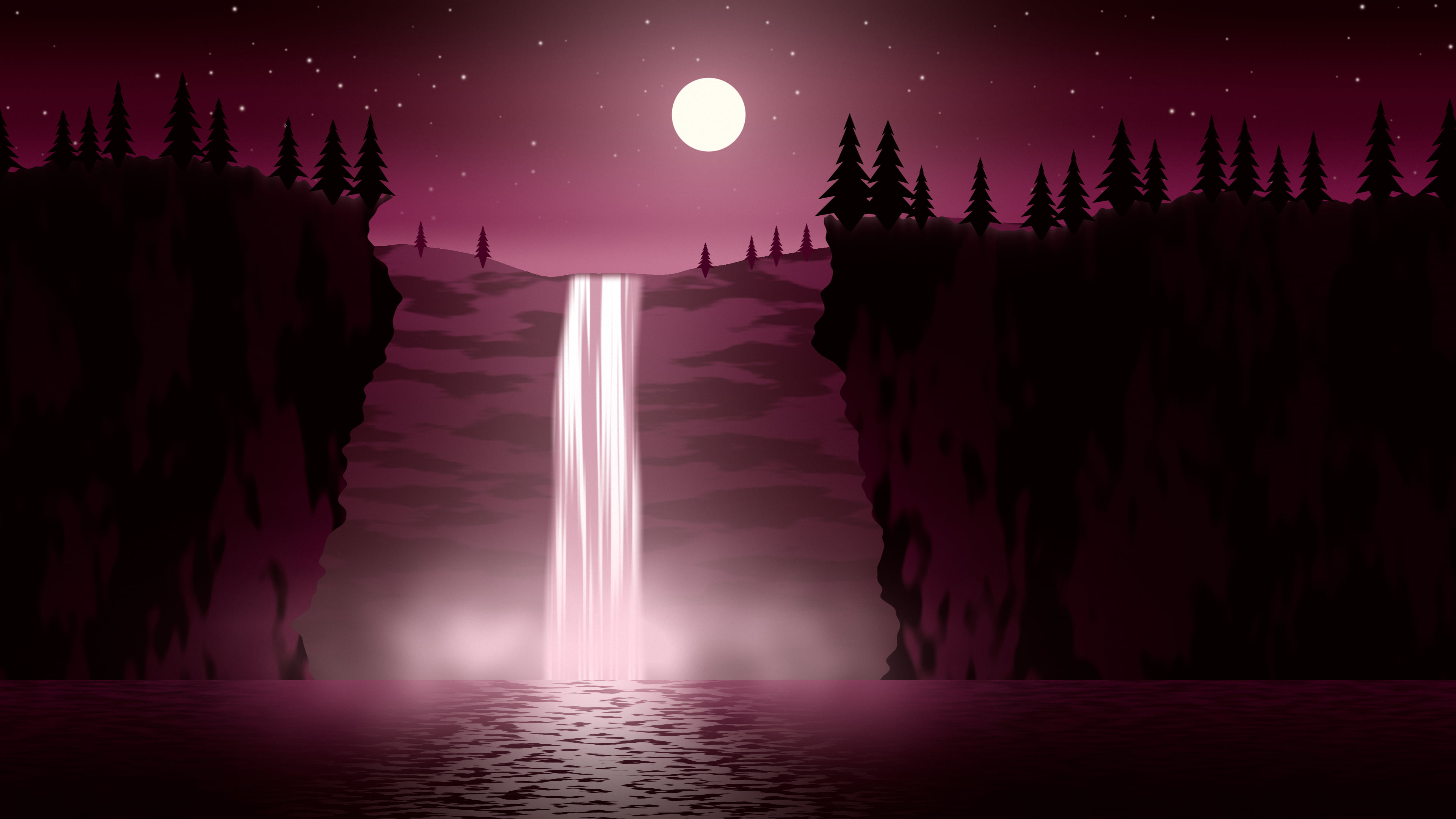 Pink Waterfall desktop wallpaper in 4K