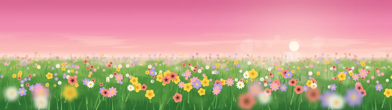 Pink Wildflower Meadow dual monitor wallpaper, 7680 × 2160