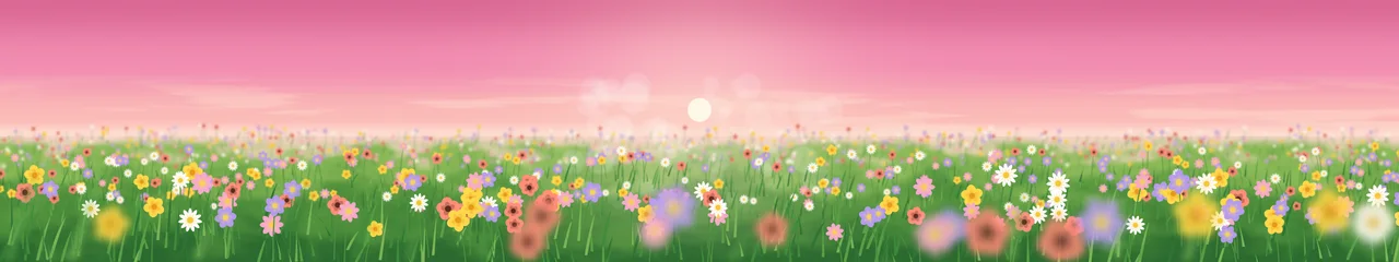 Pink Wildflower Meadow triple monitor wallpaper, 7680 × 1440