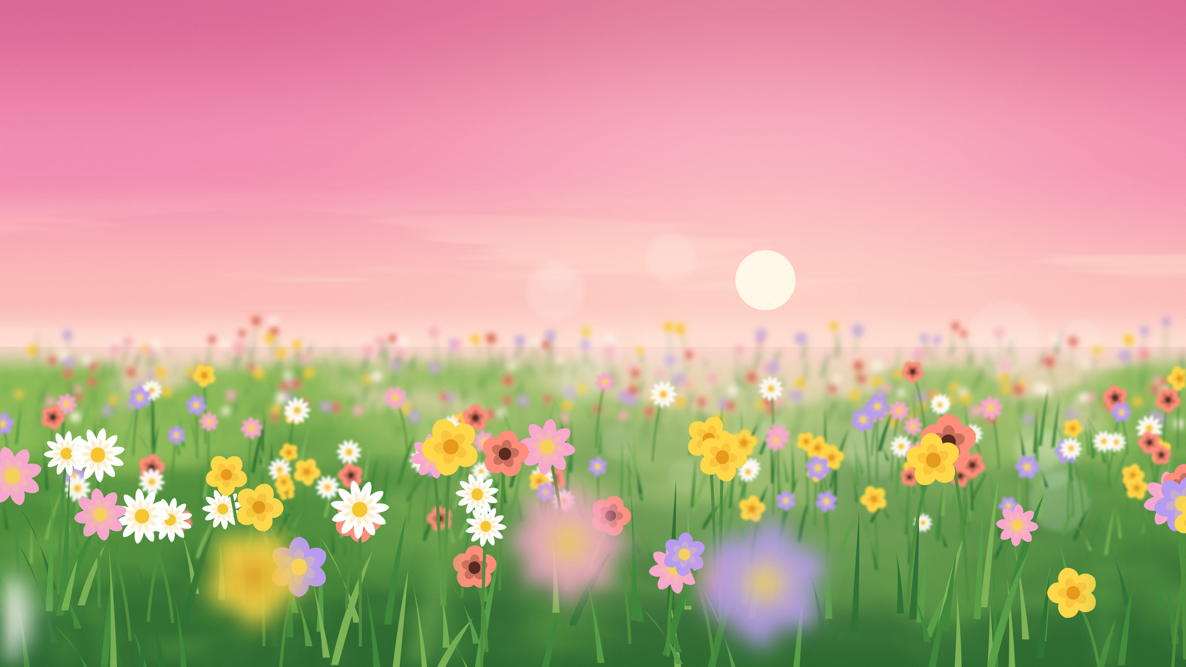Pink Wildflower Meadow desktop wallpaper in 4K
