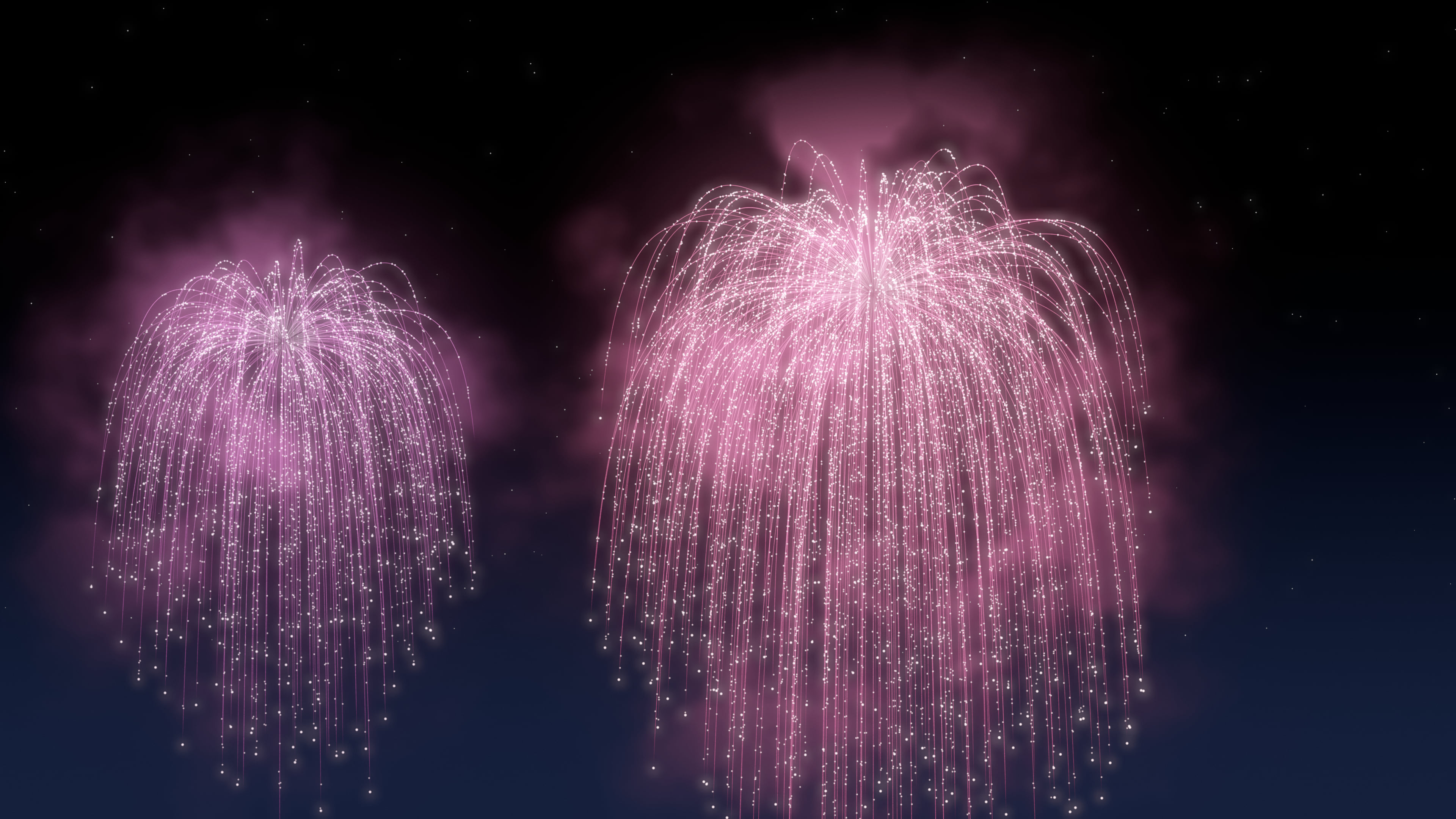 Pink Willow Fireworks desktop wallpaper in 4K